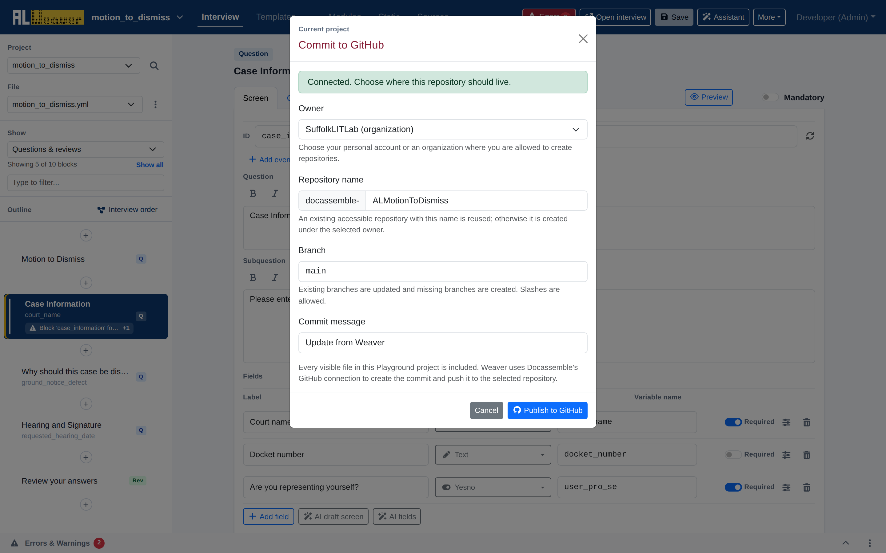 Commit and Publish to GitHub