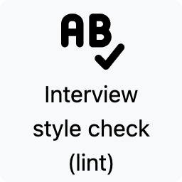 ALDashboard icon for the code linter. The text reads "Interview style check (lint)"
